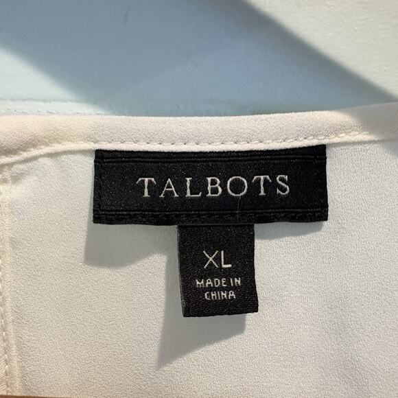 Talbots Blouse Women Large L Cream Lace Front Ruffle Trim Career Feminine Office - Picture 2 of 13